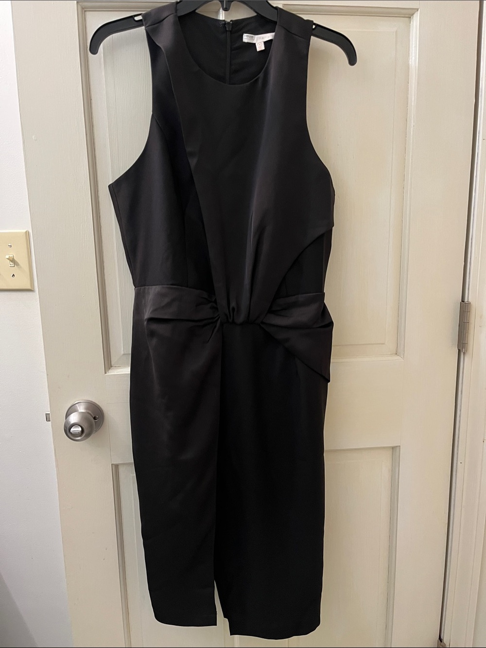 Harlyn Sleeveless Black Midi Dress with Twist-Waist Detail (Anthropologie)